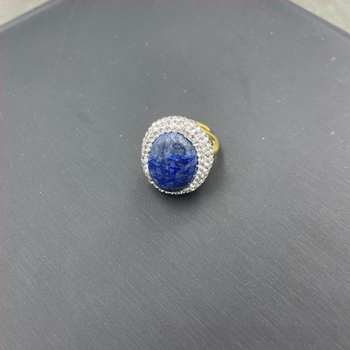 Bakreni osnovni skup nakita: privjesak od lapis lazuli, dijamantno ugradnja, lanac s uzorkom vodnih valova – trodjelni set s naušnicama i ogrlicom