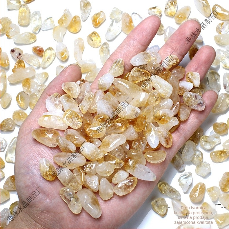 Narukvica – Prirodni citrin šljunak, Ground Pulse Crystal, polirana površina, 100-500 g
