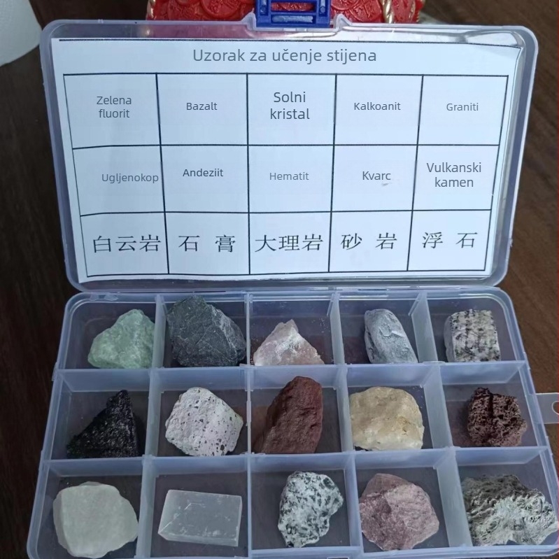 Prirodni kristalni sirovi kamen fragmenti – 15 vrsta mineralnih uzoraka, prirodni kamen, rezanje, prilagodljiva obrada, dekorativni kamen