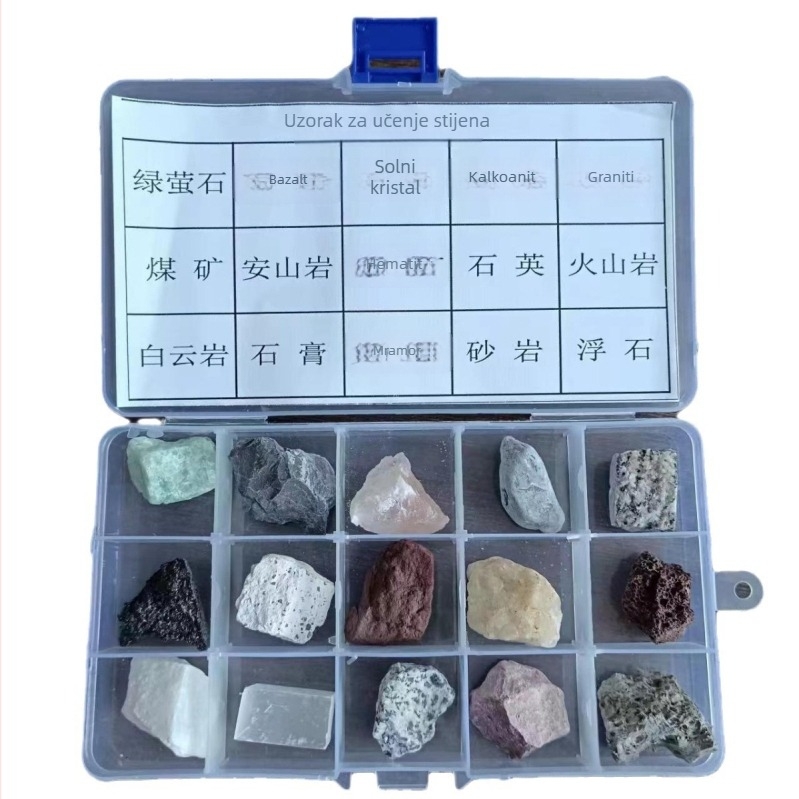 Prirodni kristalni sirovi kamen fragmenti – 15 vrsta mineralnih uzoraka, prirodni kamen, rezanje, prilagodljiva obrada, dekorativni kamen