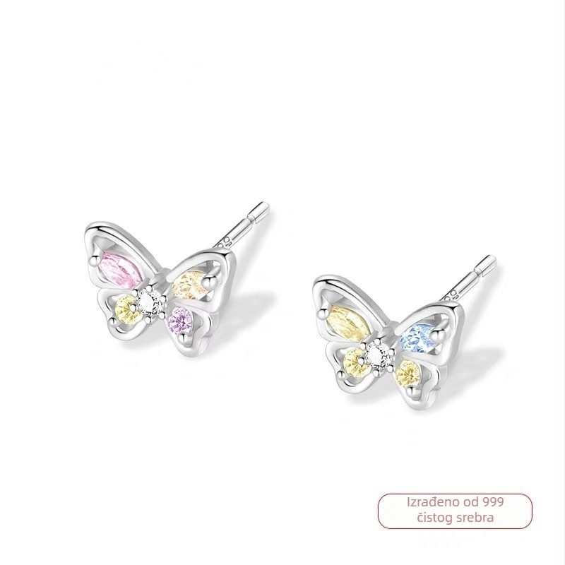 S999 čisto srebrne šuplje naušnice, elektroplati prevlaka, otprilike 0,7 g, geometrijski nišni stil