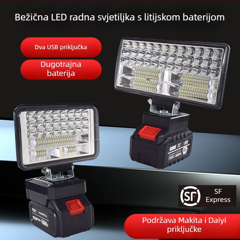 LED radna svjetiljka na bateriju – univerzalna, 100W, 12–80V, 5000K, trajanje LED 5000 h, aluminijsko-plastično kućište