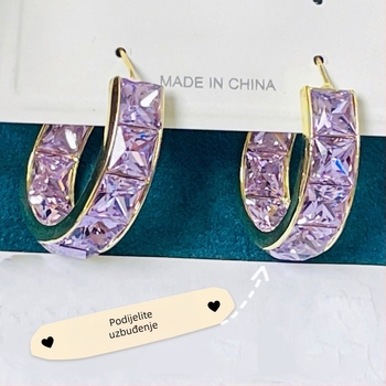 Geometrijski dizajn naušnica od bakra sa ugradnim cirkonima, Xinzang marka, porijeklo Yiwu, poslovni stil