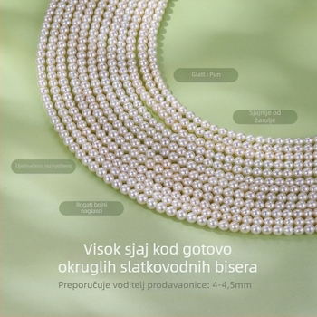 Nakit od slatkovodnih bisera, gotovo okrugli oblik, tkanje od srebra 925, podrijetlo Zhuji