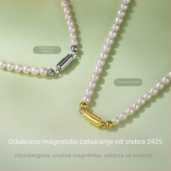 Nakit od slatkovodnih bisera, gotovo okrugli oblik, tkanje od srebra 925, podrijetlo Zhuji