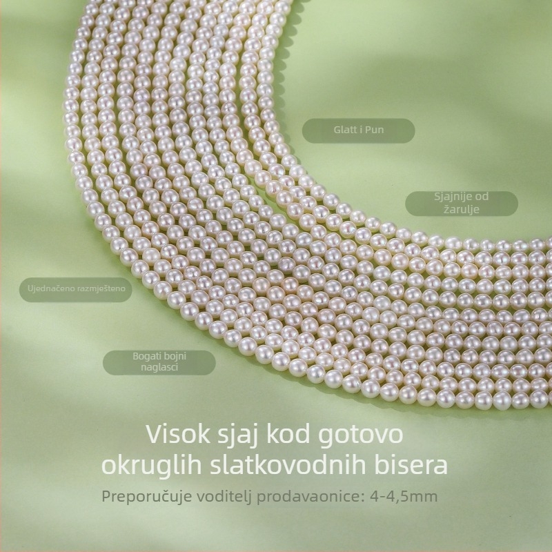 Nakit od slatkovodnih bisera, gotovo okrugli oblik, tkanje od srebra 925, podrijetlo Zhuji