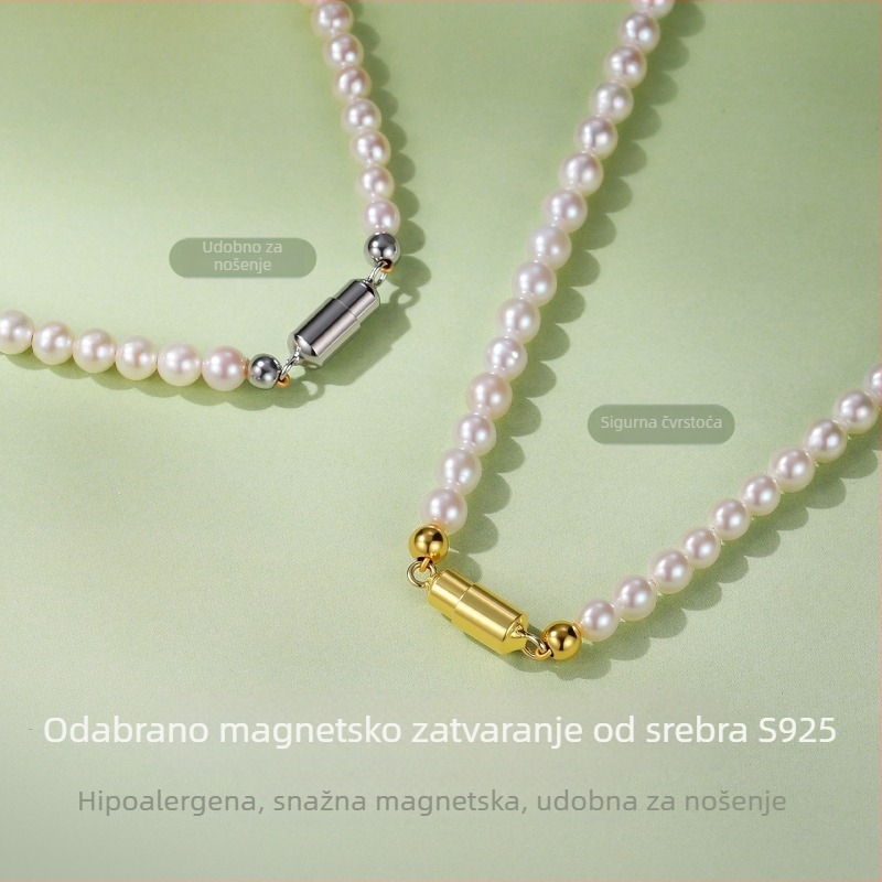 Nakit od slatkovodnih bisera, gotovo okrugli oblik, tkanje od srebra 925, podrijetlo Zhuji