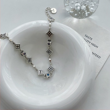 Narukvica od S925 srebra, dugini cirkon, kocka oblik, dvostrana, polirana površina