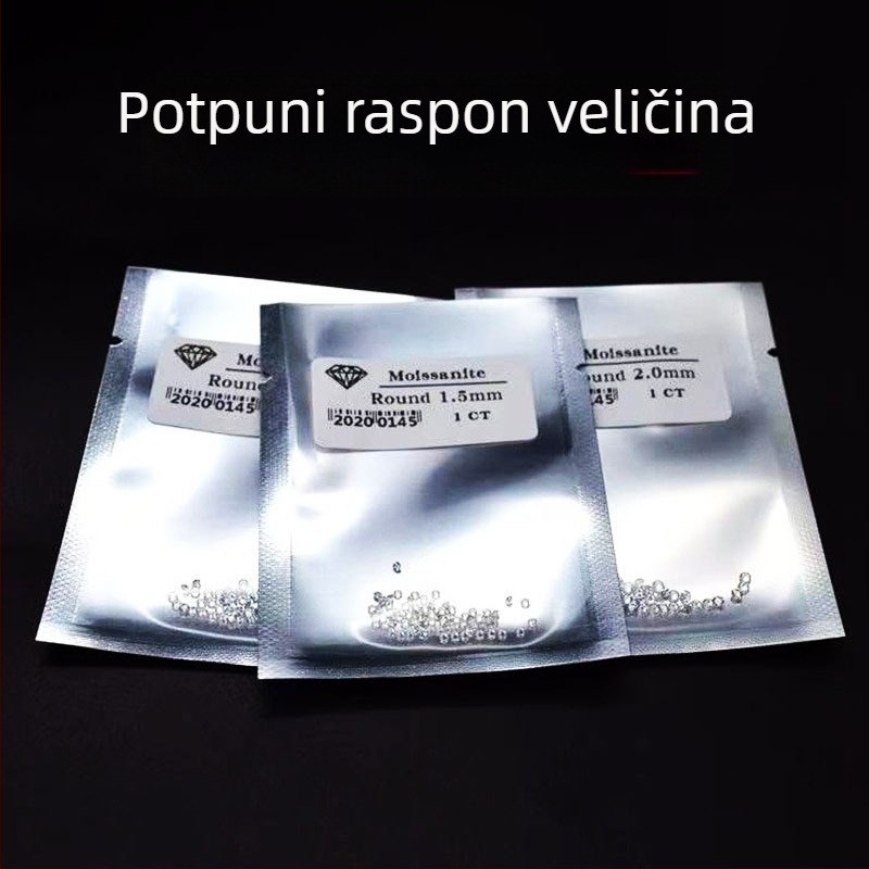 D boja okrugli moissanit slobodni kamenovi za mikro-inlay nakit – mali kameni za prstenje, privjeske i naušnice; rez Osam Srca i Osam Strijela; čistoća VVS