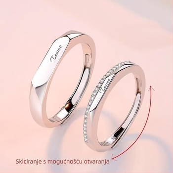Par prstenova od srebra 999 s Moissanitom, vjenčani prsteni za muškarce i žene, geometrijski oblik, Seiko obrada