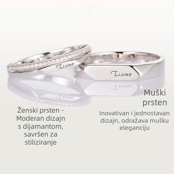 Par prstenova od srebra 999 s Moissanitom, vjenčani prsteni za muškarce i žene, geometrijski oblik, Seiko obrada