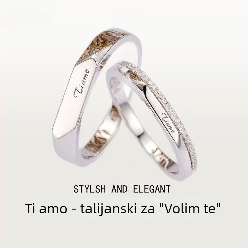 Par prstenova od srebra 999 s Moissanitom, vjenčani prsteni za muškarce i žene, geometrijski oblik, Seiko obrada