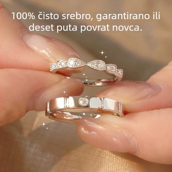 Heart flavor Princess Knight par prstena od srebra 925, Moissanit dijamanti, tekstualni natpis, elektroplating, lagani luksuz stil