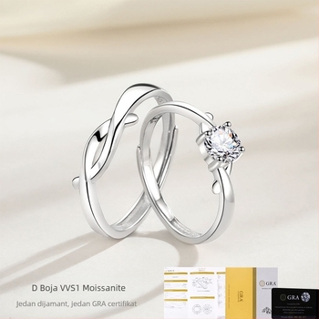 Prsten s Moissanitom, srebro 999 sterling, geometrijski dizajn, elektropliranje, originalni dizajn