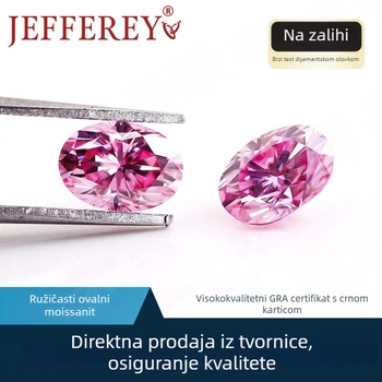 Ružičasto pozlaćen moissanit jajoliki slobodan kamen s GRA certifikatom, veličine 4x6-10x14 mm