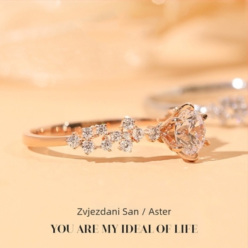 Bakreni ženski prsten sa zvjezdanim dizajnom, dijamantna obrada, Yili jewelry factory