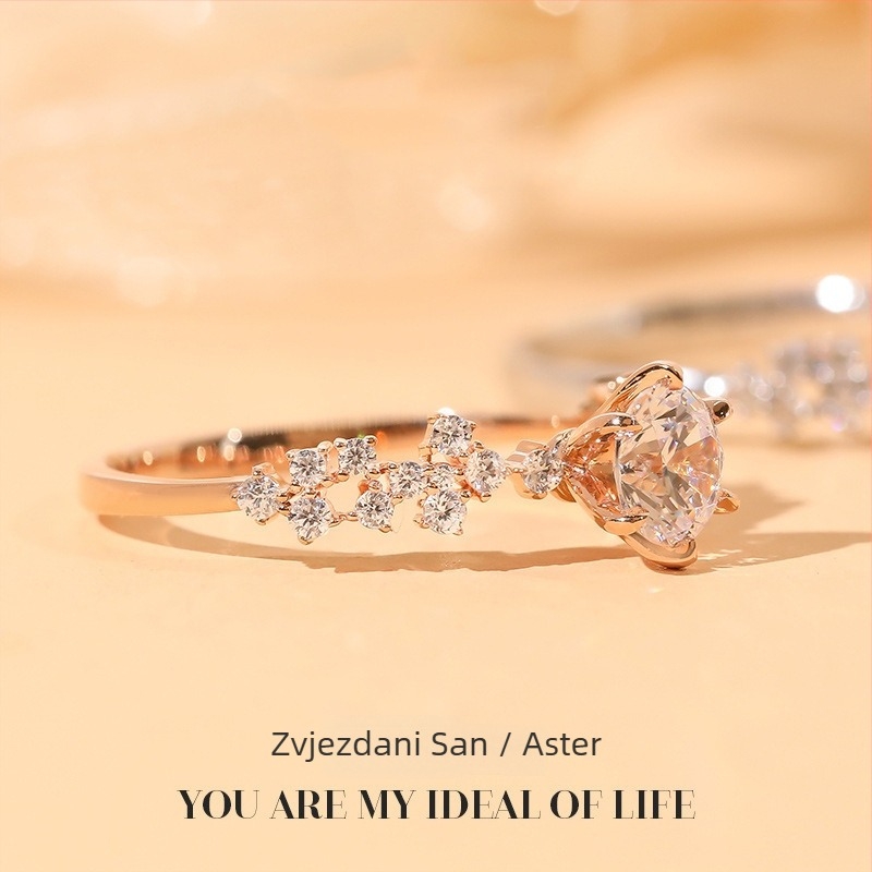 Bakreni ženski prsten sa zvjezdanim dizajnom, dijamantna obrada, Yili jewelry factory