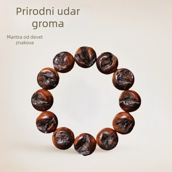Unisex narukvica od drveta s mantrom od devet znakova i perlicama Svetog Pisma