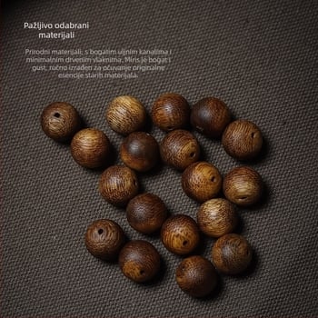 Set perli od agarwood za izradu narukvice – 108 prirodnih okruglih perli, ručno izrađene i polirane za DIY nakit