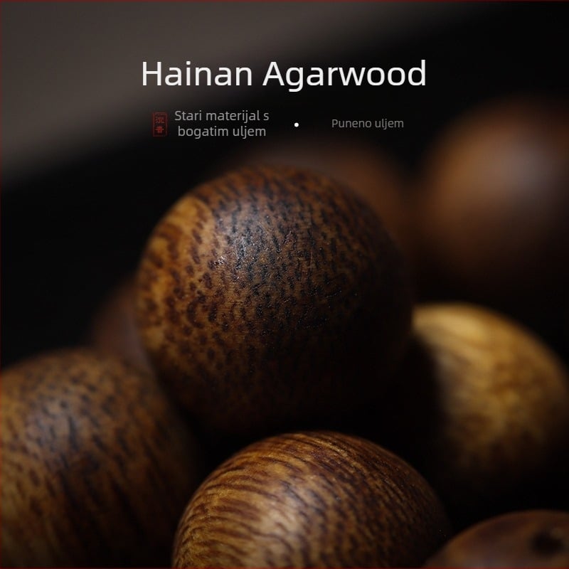 Set perli od agarwood za izradu narukvice – 108 prirodnih okruglih perli, ručno izrađene i polirane za DIY nakit