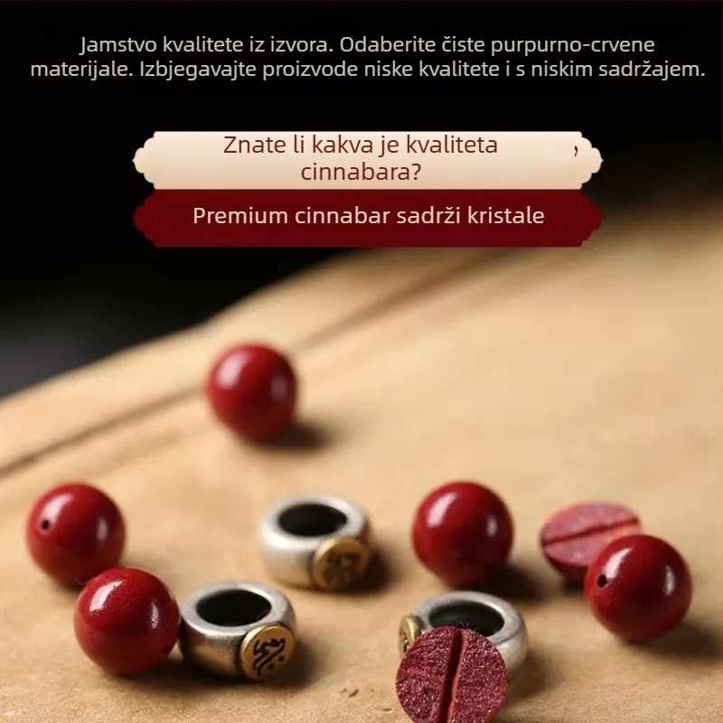 Ručni cinnabar narukvica, unisex, geometrijski dizajn s 18 perlama