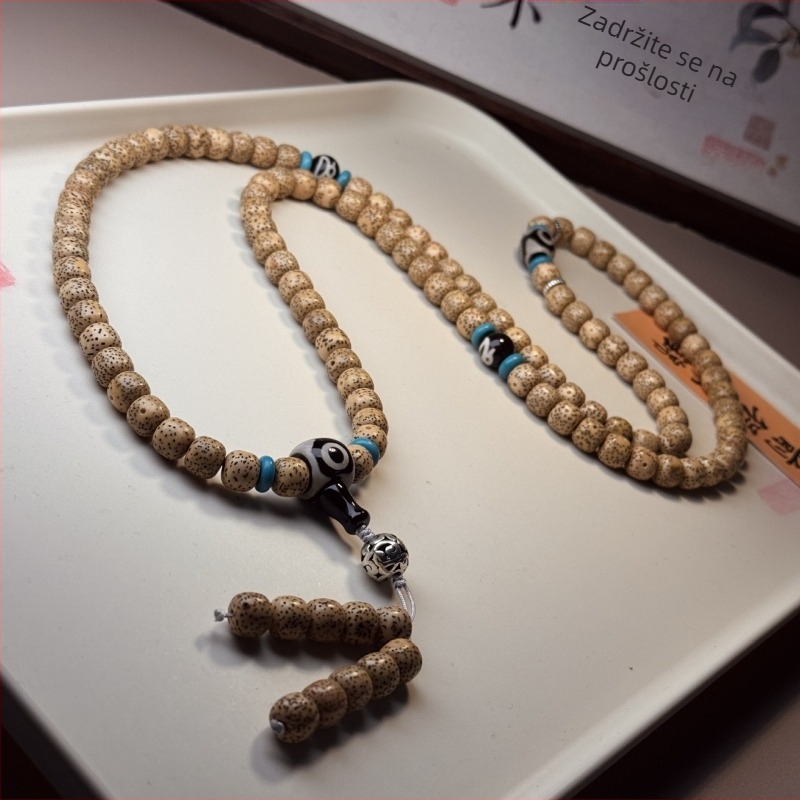Narukvica od Bodhi semena sa zvijezdom i mjesecom, etnički stil, unisex, pletena konstrukcija, 18 komada, premium kvaliteta