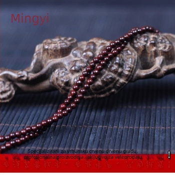 Narukvica od lobularnog crvenog sandalovog drva, 216 perlica, unisex stil nacionalnog duha, Ming Yi branda, mogućnost prilagodbe