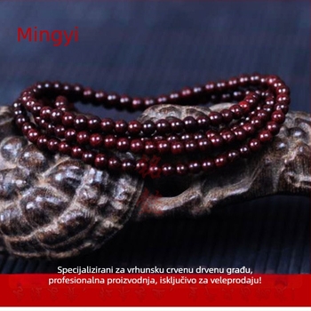 Narukvica od lobularnog crvenog sandalovog drva, 216 perlica, unisex stil nacionalnog duha, Ming Yi branda, mogućnost prilagodbe