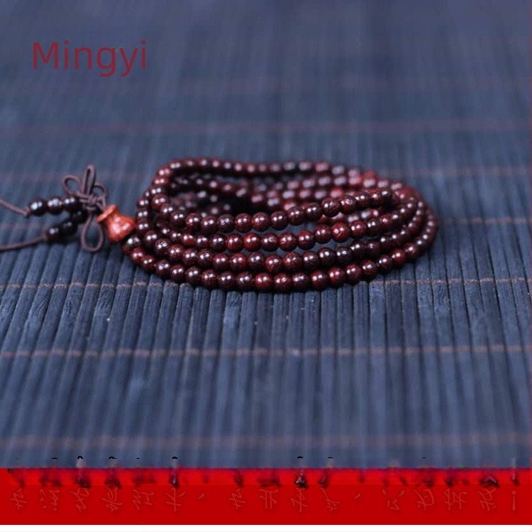Narukvica od lobularnog crvenog sandalovog drva, 216 perlica, unisex stil nacionalnog duha, Ming Yi branda, mogućnost prilagodbe