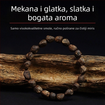 Narukvica od agarwooda, starog materijala, s prepoznatljivim ožiljcima, unisex, ručna izrada.