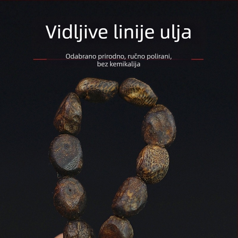Narukvica od agarwooda, starog materijala, s prepoznatljivim ožiljcima, unisex, ručna izrada.