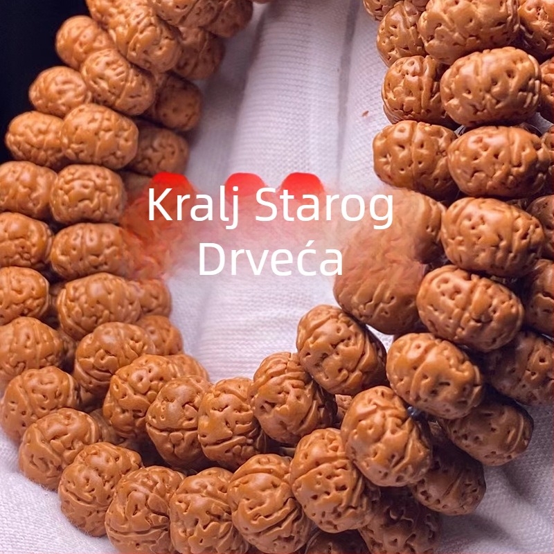 Bodhi narukvica s 108 perla, unisex, drvena, novokineski stil, Rudraksha