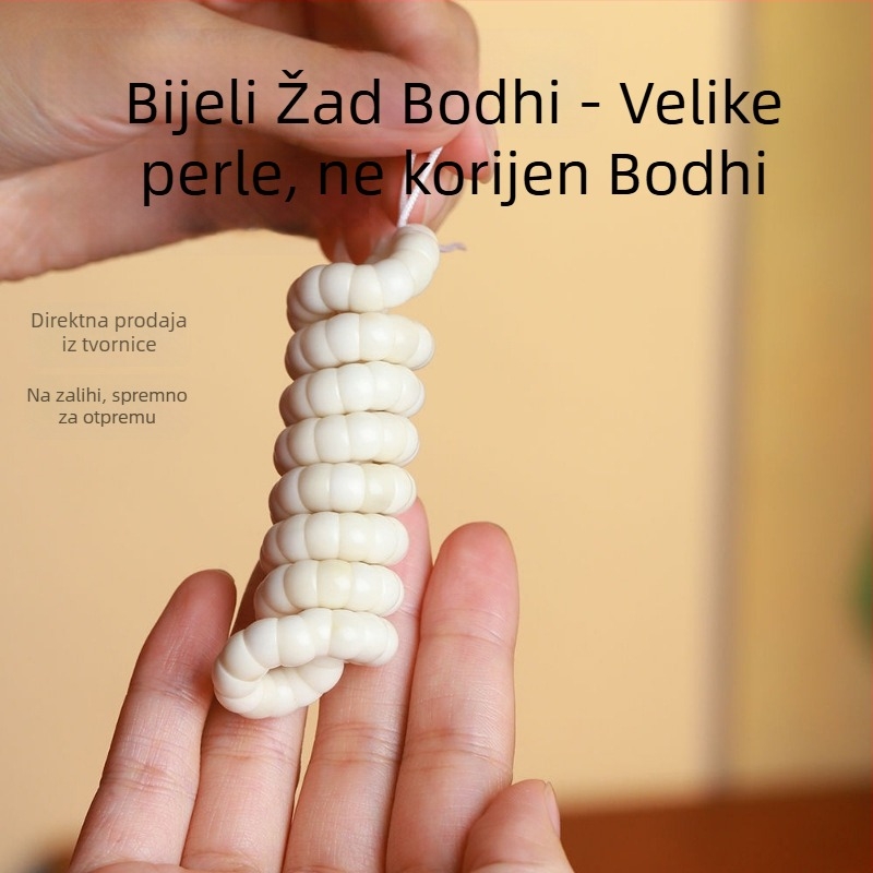 Bijele Jade Bodhi perle, trake, 120 komada, dijagonalno rezano, 12 mm, narukvica
