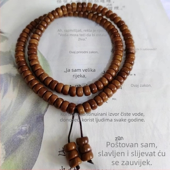 Polu završena budistička narukvica s 114 perli, 4x7 mm, prirodna, poliranje, polu ručna izrada, kineski stil