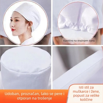 Pletena radna kapa za klinike i medicinske ustanove, pamukani twill, kupolasta gornja površina, jednofarbni uzorak