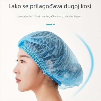 Jednokratna mrežasta kapa za kuhinju, dišuća kapa za kuhara, kupolasti vrh, warp pletenje, satenski završetak, zaobljeni rub, jednobojna, materijal: kuniha dlaka