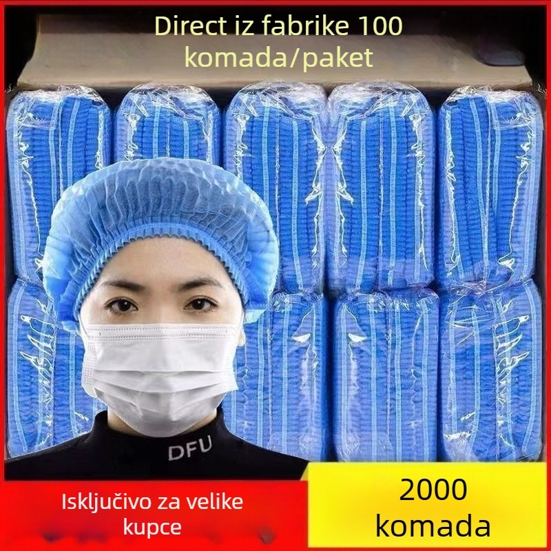 Jednokratna mrežasta kapa za kuhinju, dišuća kapa za kuhara, kupolasti vrh, warp pletenje, satenski završetak, zaobljeni rub, jednobojna, materijal: kuniha dlaka