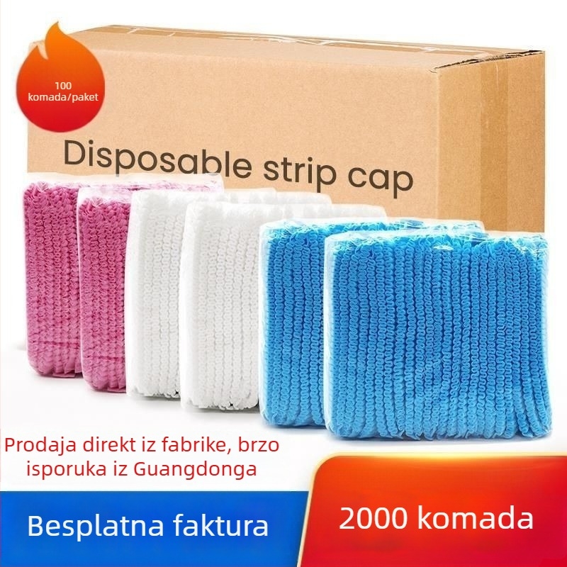 Jednokratna mrežasta kapa za kuhinju, dišuća kapa za kuhara, kupolasti vrh, warp pletenje, satenski završetak, zaobljeni rub, jednobojna, materijal: kuniha dlaka
