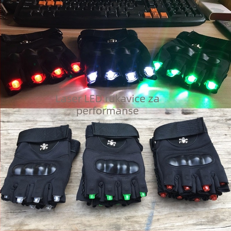 LED rukavice bez prstiju za outdoor sportove – prozračni pleteni materijal, unisex odrasli, dizajn s polu prsta