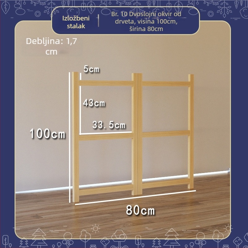 Drveni stalak za izložbu dječjih radova, s tri razine, umjetnički stil, proljeće 2025