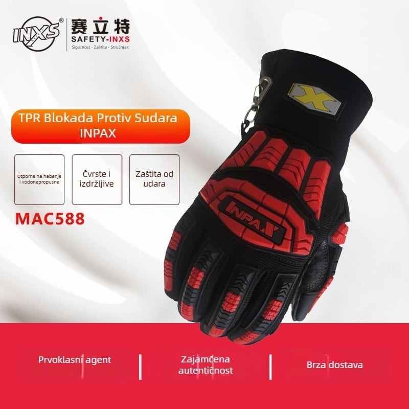 Rukavice za sigurnost s elastičnim manžetom, protivudarne, vodootporne, otporne na habanje, TPR materijal