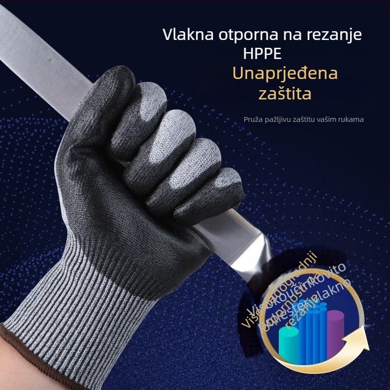 Rukavice otporne na rezanje, razina 5, zaštita od reza i uboda, debeli i otporni na habanje, s vlaknom otpornih rezova i ljepilom, za logističke operacije
