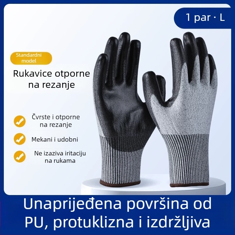 Rukavice otporne na rezanje, razina 5, zaštita od reza i uboda, debeli i otporni na habanje, s vlaknom otpornih rezova i ljepilom, za logističke operacije