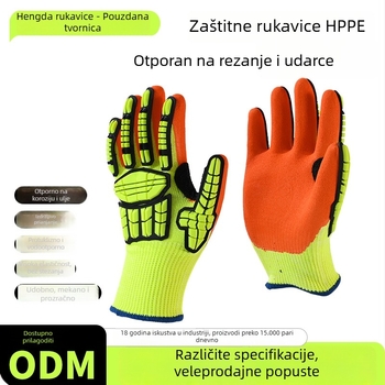 HPPE rukavice protiv rezanja s zaštitom od udara i klizanja za bicikliranje, popravak automobila, metalnu industriju i naftnu industriju – 200 g