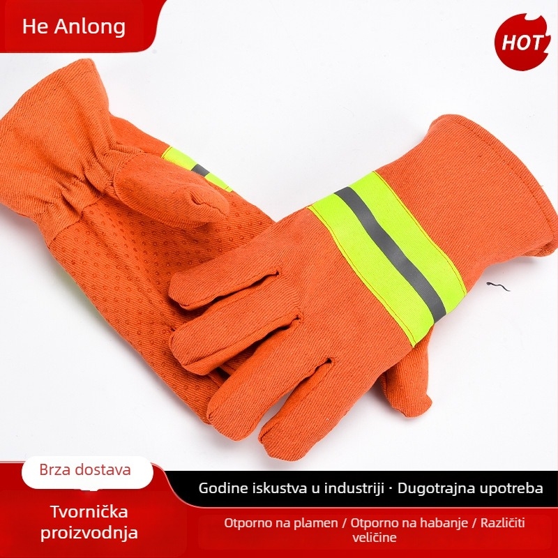 Vatrogasne rukavice, vatrootporne, toplinska izolacija, otporne na visoke temperature, Tip 97, gumomno teksturirana površina
