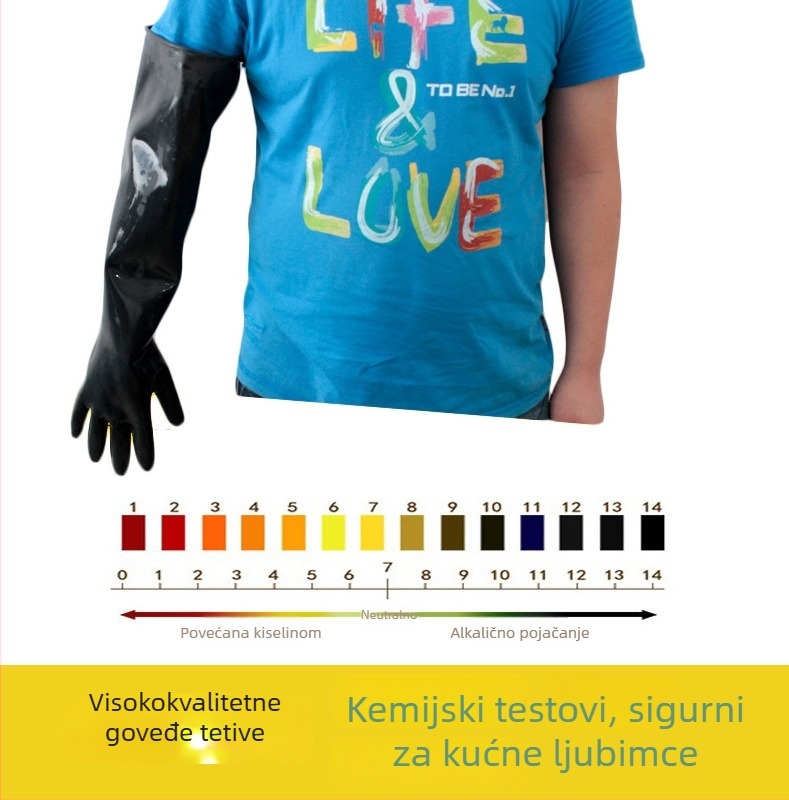 Rukavice za kupanje ljubimaca (mačke i psi) – zaštita od ugriza i ogrebotina, vodootporne; materijal: goveđa tetiva; višekratna upotreba; težina 890 g; namijenjene za kupanje, šišanje noktiju, injekcije i primjenu lijekova
