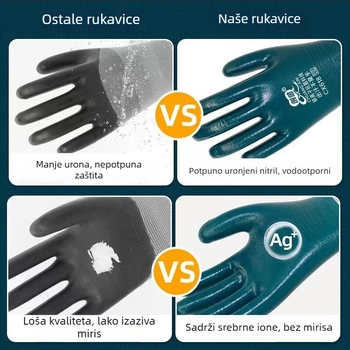 Rukavice za posao s nitrilnim premazom, otporne na habanje, vodootporne i otporne na ulje, potpuno premazane gumom