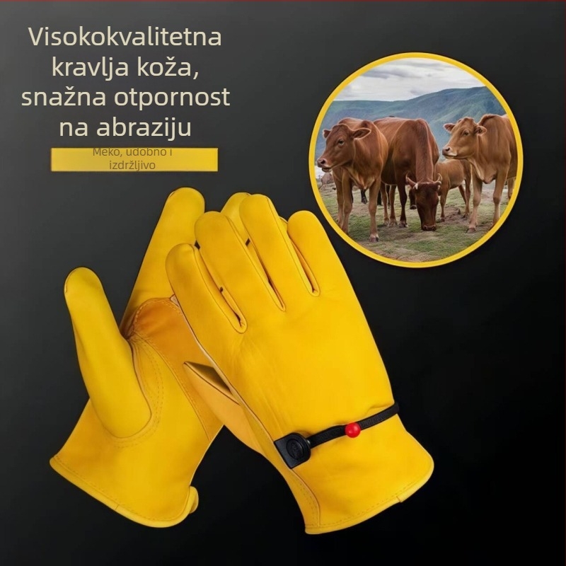 Rukavice od kože goveda vrhunske klase, zaštitne i otporne na habanje za vanjsku vožnju biciklom i zavarivanje