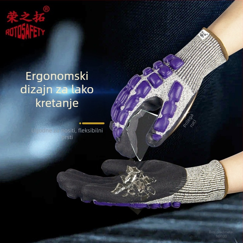Rongzituo zaštitne rukavice za spašavanje – protiv udara, rezanja, sudara, uboda i stiskivanja; materijal HPPE + dingqing frosted + spužva; primjena: građevinarstvo, logistika, auto popravak, poljoprivreda i šumarstvo