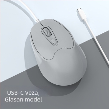 Optička miša USB-C, žična veza, 2400dpi, 4 tipke